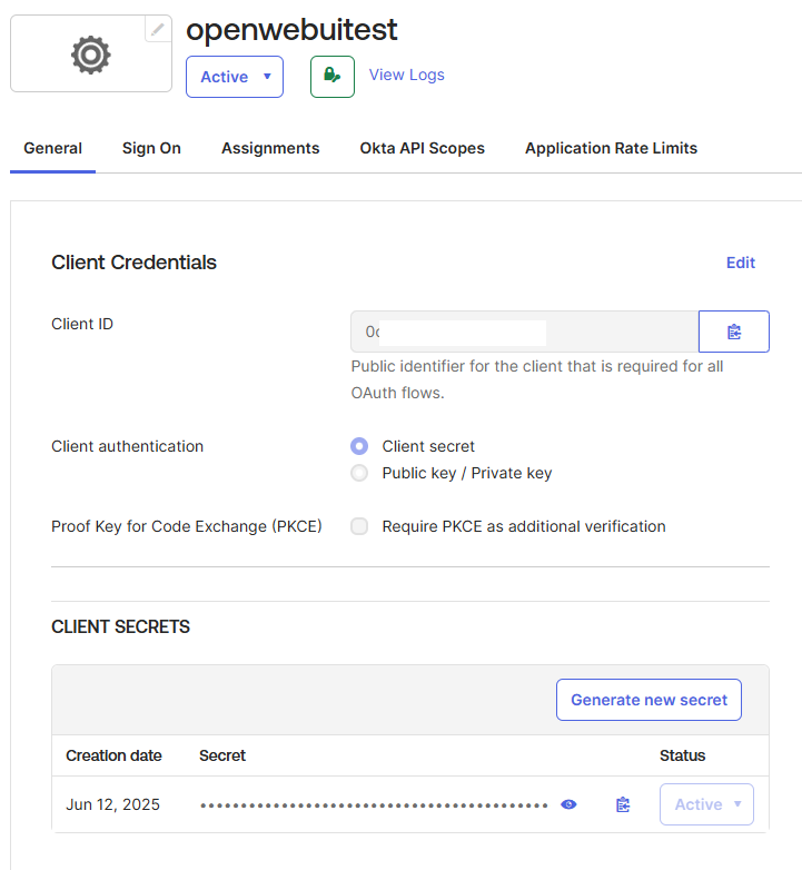 Okta Client Key